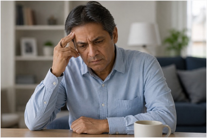 Person having difficulty concentrating and experiencing brain fog.