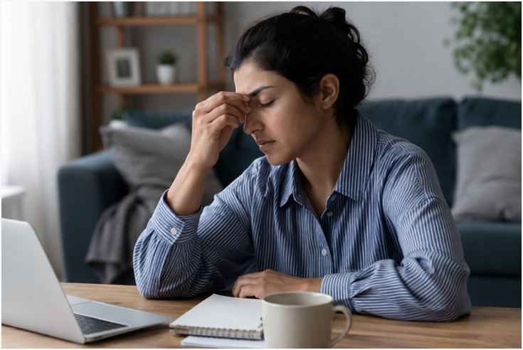 Person experiencing persistent fatigue, an early sign of vitamin B12 deficiency.